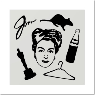 Joan Crawford Inspired Illustration. Rat, Oscar, Wire Hangers, Mommie Dearest, Pepsi Cola Posters and Art